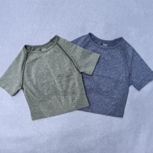 Gym Top for Women Short Sleeve Yoga Crop Top Sports T Shirts Clothes Fitness Seamless Workout Tee Sports Tops Activewear