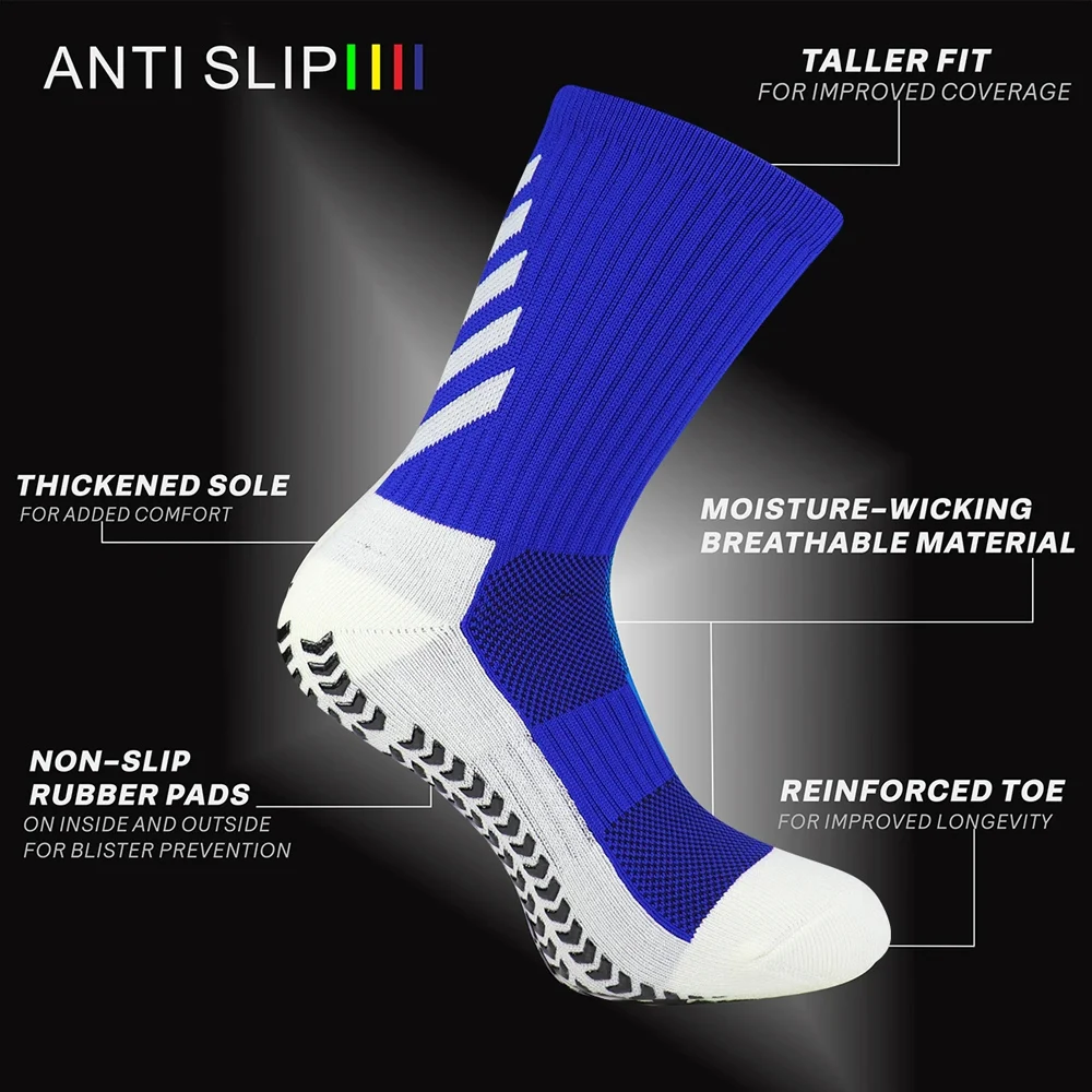 6 Pairs Anti-Slip Football Socks Men Athletic Soccer Socks Breathable For Running Yoga Basketball Cycling Sports Grip Socks - Image 3