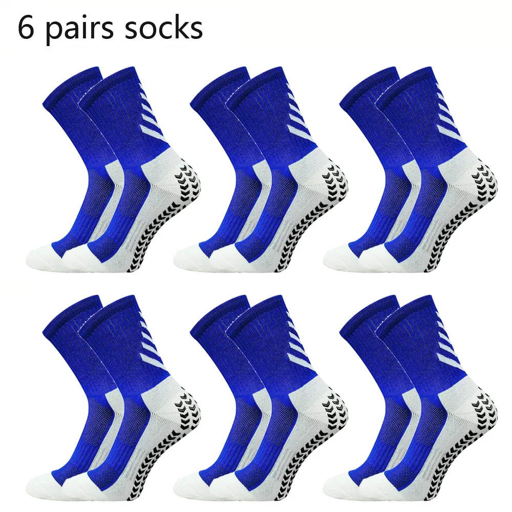 6 Pairs Anti-Slip Football Socks Men Athletic Soccer Socks Breathable For Running Yoga Basketball Cycling Sports Grip Socks - Image 2